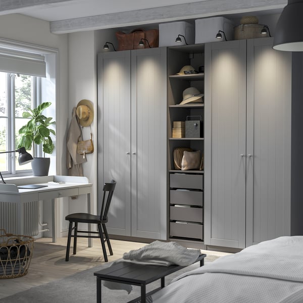 PAX / GULLABERG wardrobe combination, dark grey/grey, 250x60x236 cm