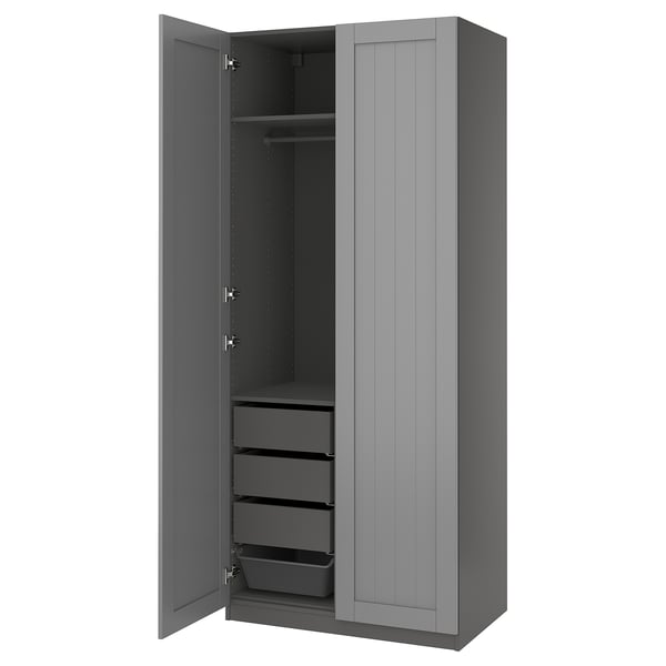 PAX / GULLABERG wardrobe combination, dark grey/grey, 100x60x236 cm