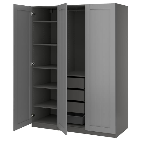 PAX / GULLABERG wardrobe combination, dark grey/grey, 150x60x201 cm