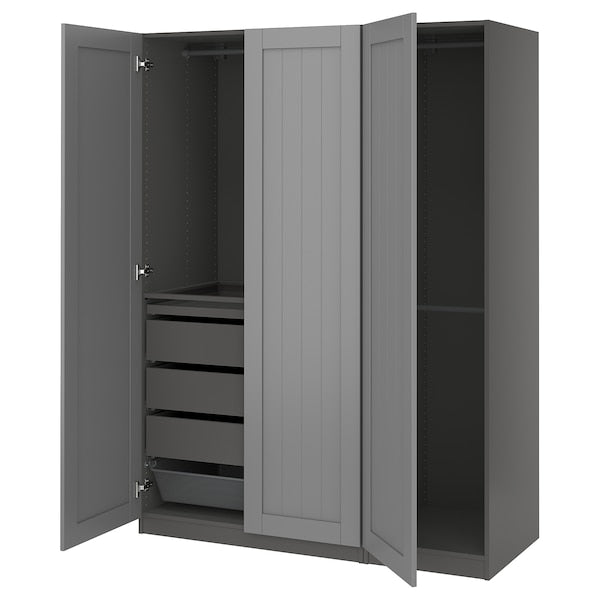 PAX / GULLABERG - Wardrobe combination, dark gray/grey,150x60x201 cm