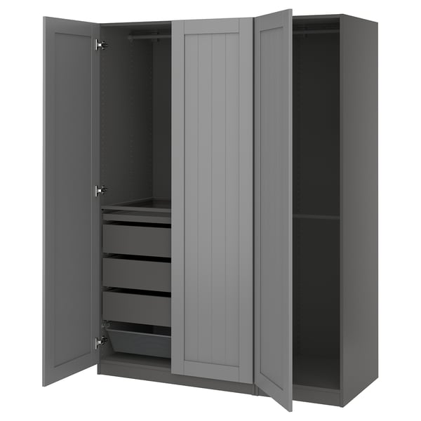 PAX / GULLABERG wardrobe combination, dark grey/grey, 150x60x201 cm