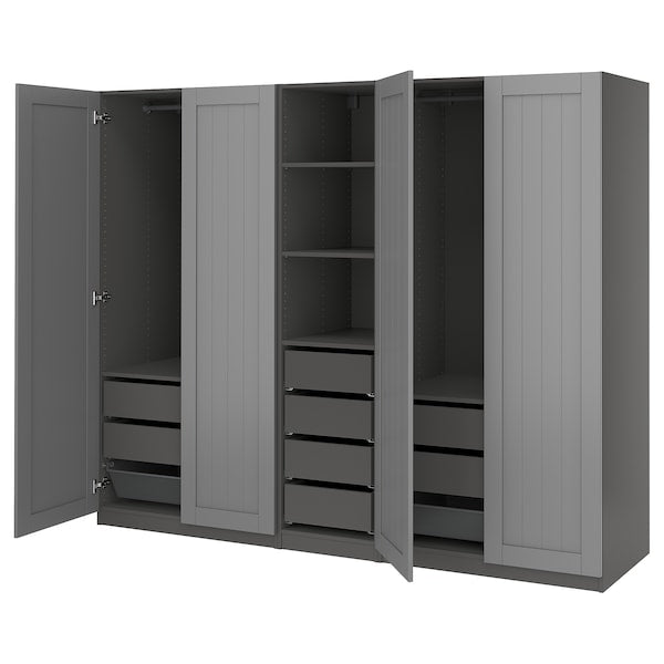 PAX / GULLABERG - Wardrobe combination, dark gray/grey,250x60x201 cm