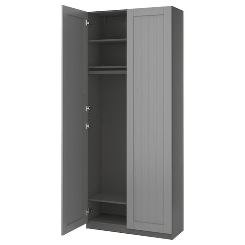 PAX / GULLABERG wardrobe combination, dark grey/grey, 100.0x236.4x37.7 cm