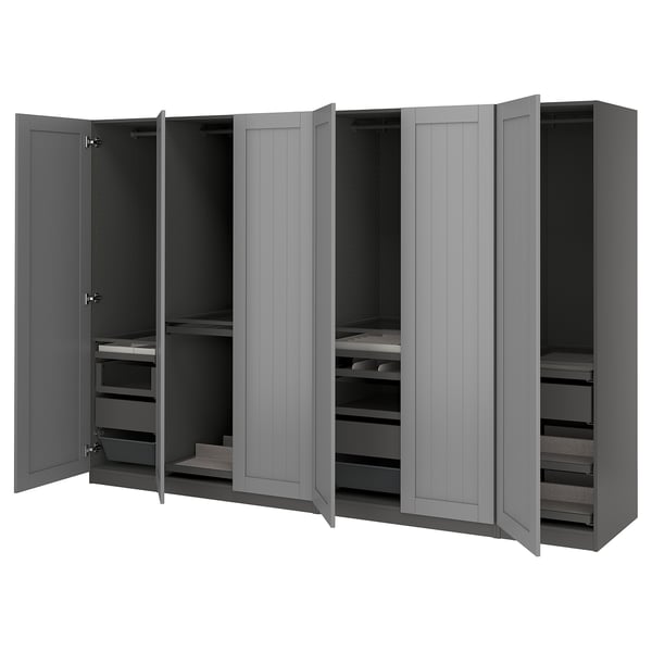 PAX / GULLABERG wardrobe combination, dark grey/grey, 300x60x201 cm