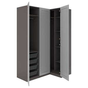 PAX / GULLABERG corner wardrobe, dark grey/grey, 161/111x236 cm