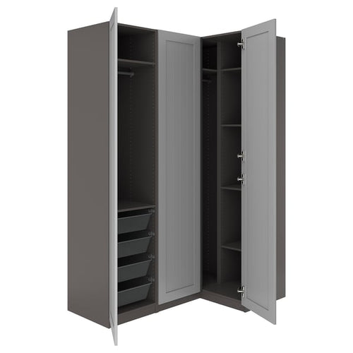 PAX / GULLABERG - Corner wardrobe, dark grey/grey,161/111x236 cm