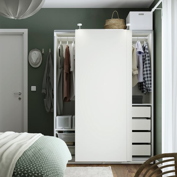 PAX / HASVIK wardrobe combination, white/white, 150x66x201 cm