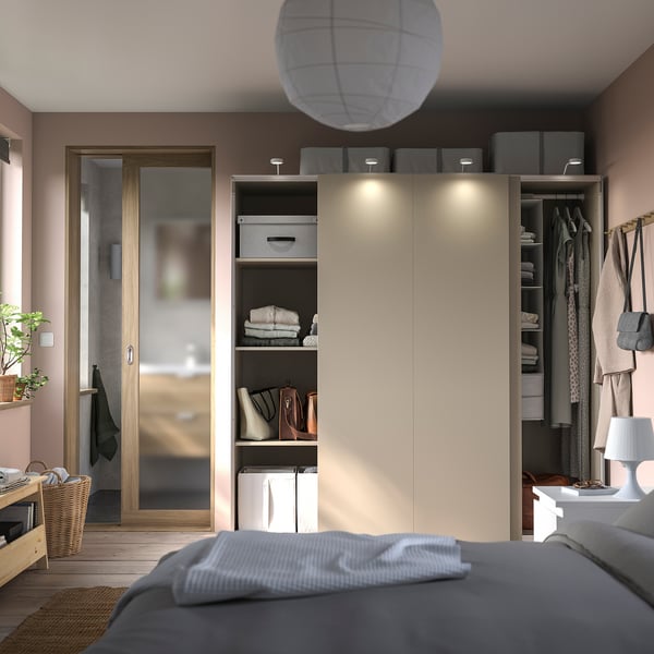 PAX / HASVIK wardrobe combination, grey-beige/grey-beige, 200x66x201 cm