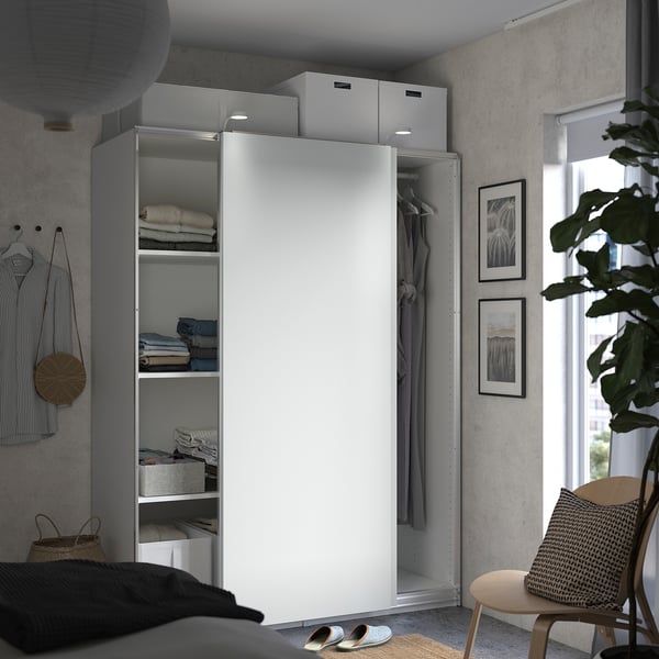 PAX / HASVIK wardrobe, white/white, 150x66x201 cm