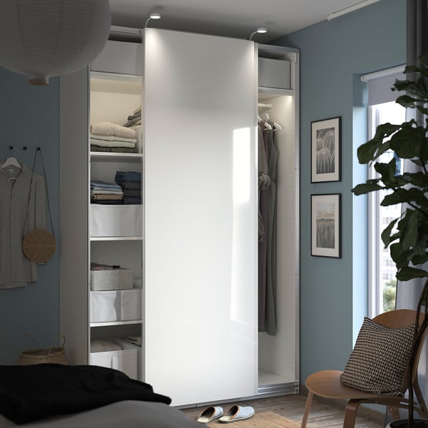 PAX / HASVIK wardrobe, white/high-gloss/white, 150x66x236 cm