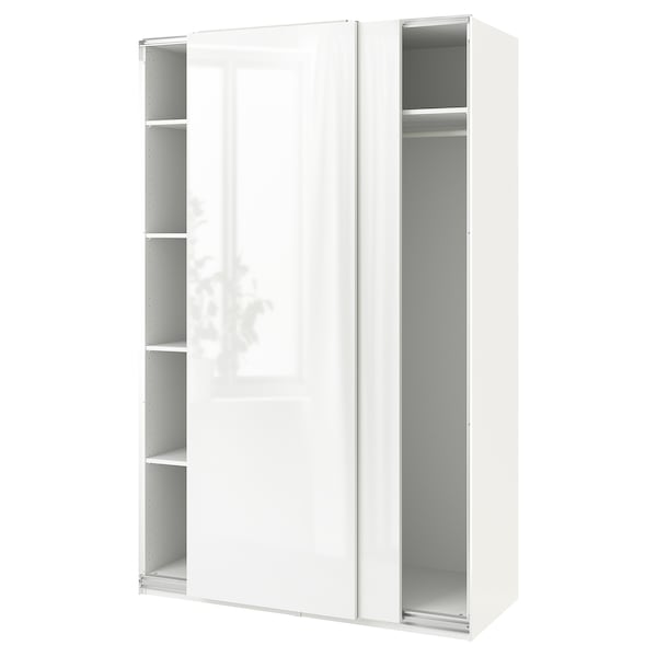 PAX / HASVIK - Wardrobe, glossy/white,150x66x236 cm