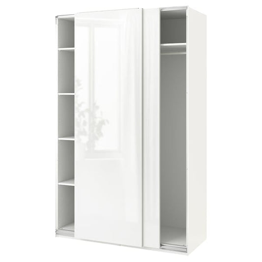 Ikea PAX / HASVIK - Wardrobe, glossy/white,150x66x236 cm