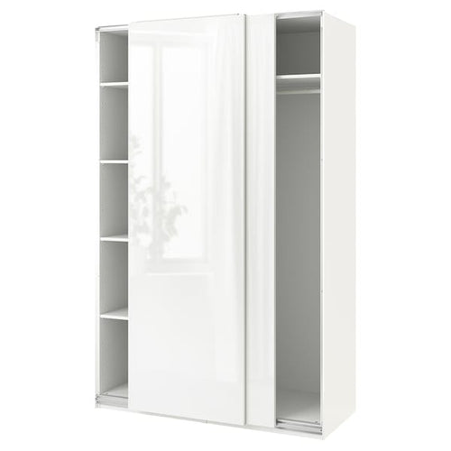 PAX / HASVIK wardrobe, white/high-gloss/white, 150x66x236 cm