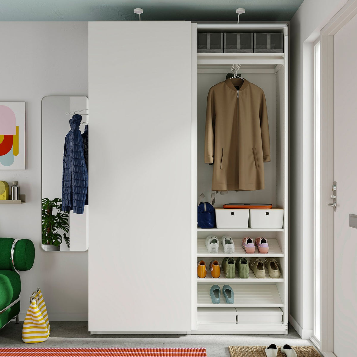 PAX / HASVIK wardrobe with sliding doors, white/white, 150x43x236 cm