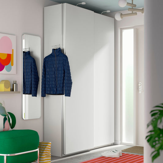 PAX / HASVIK wardrobe with sliding doors, white/white, 150x43x236 cm