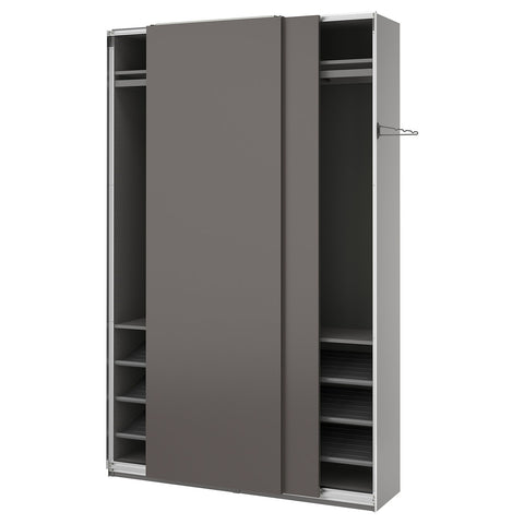 PAX / HASVIK wardrobe with sliding doors, dark grey/dark grey, 150x43x236 cm