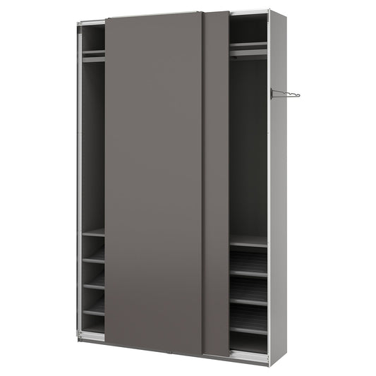 PAX / HASVIK wardrobe with sliding doors, dark grey/dark grey, 150x43x236 cm