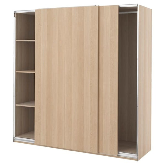 Ikea PAX / HASVIK - Wardrobe, oak effect with white stain / oak effect with white stain,200x66x201 cm