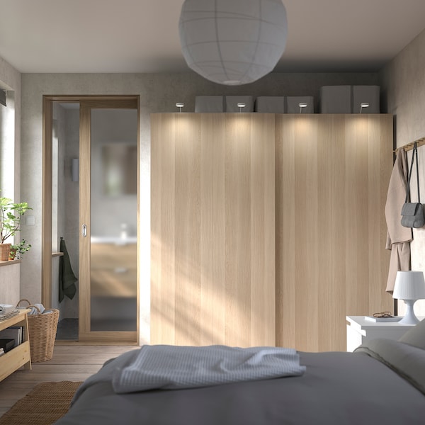 PAX / HASVIK - Wardrobe, oak effect with white stain / oak effect with white stain,200x66x201 cm