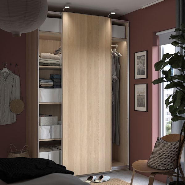 PAX / HASVIK - Wardrobe, oak effect with white stain / oak effect with white stain,150x66x236 cm