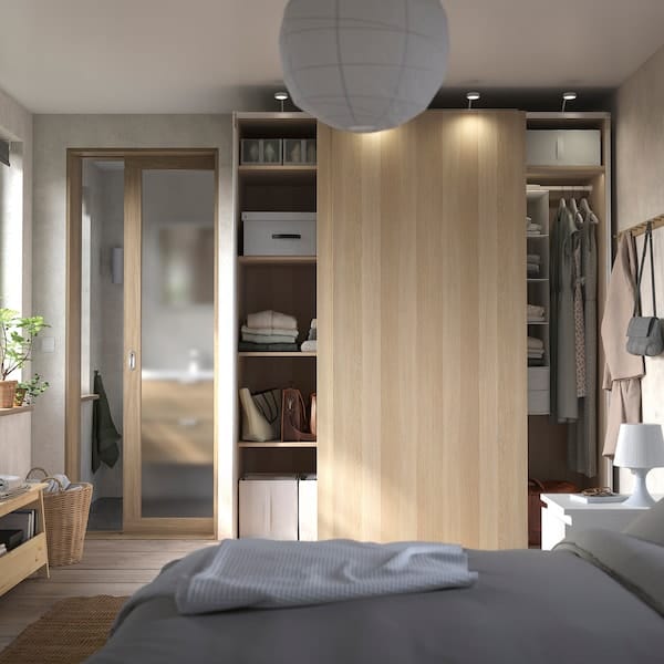 Ikea PAX / HASVIK - Cloakroom, oak effect with white stain / oak effect with white stain,200x66x236 cm