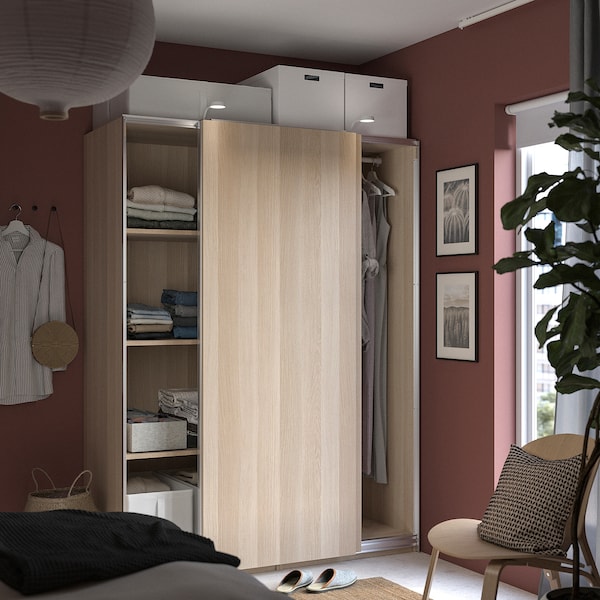 PAX / HASVIK - Wardrobe, oak effect with white stain / oak effect with white stain,150x66x201 cm