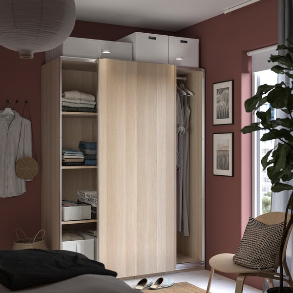 PAX / HASVIK - Wardrobe, oak effect with white stain / oak effect with white stain,150x66x201 cm