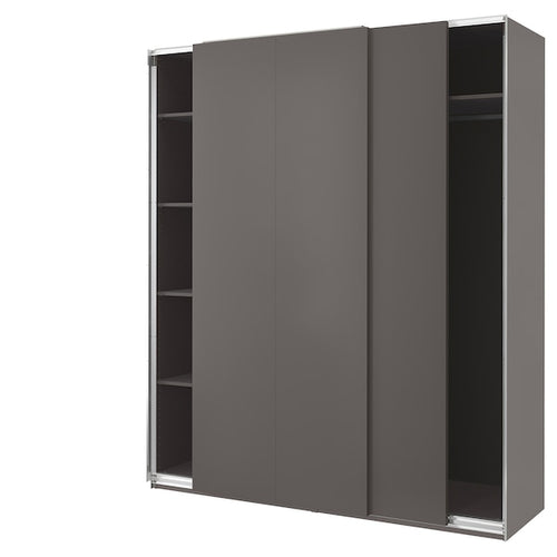 PAX / HASVIK - Wardrobe, dark grey/dark grey,200x66x236 cm