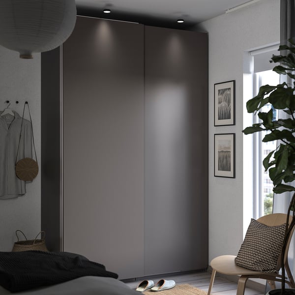 PAX / HASVIK wardrobe, dark grey/dark grey, 150x66x236 cm