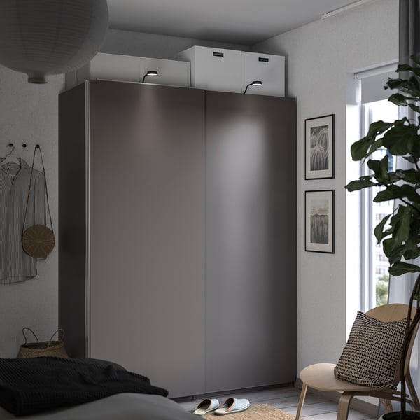 PAX / HASVIK - Wardrobe, dark grey/dark grey,150x66x201 cm