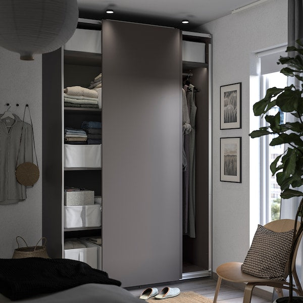 PAX / HASVIK - Wardrobe, dark grey/dark grey,150x66x236 cm