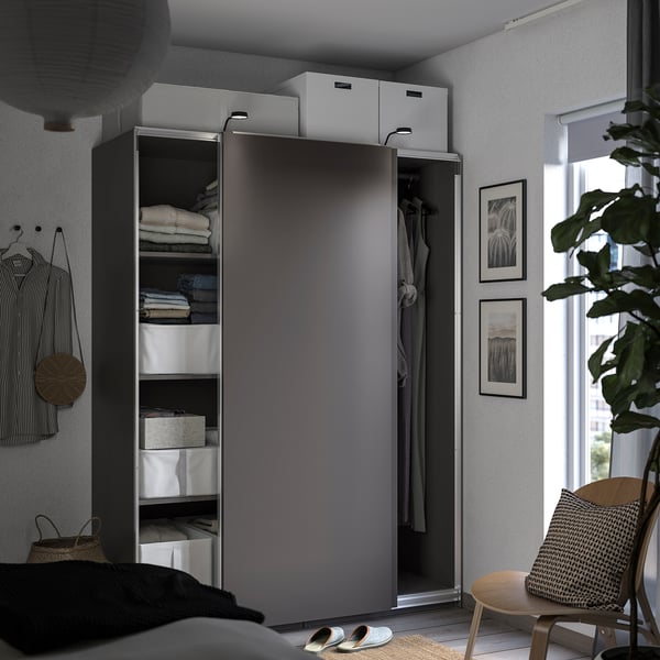 PAX / HASVIK - Wardrobe, dark grey/dark grey,150x66x201 cm