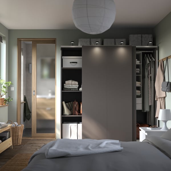PAX / HASVIK wardrobe, dark grey/dark grey, 200x66x201 cm