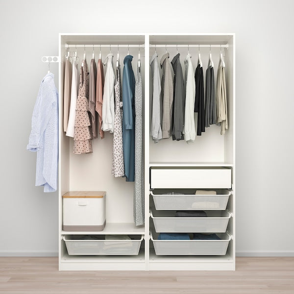 PAX / HOKKSUND - Wardrobe combination, white/glossy light grey,150x66x201 cm