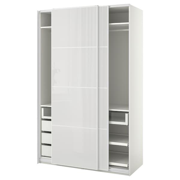 PAX / HOKKSUND - Wardrobe, white/light grey,150x66x236 cm