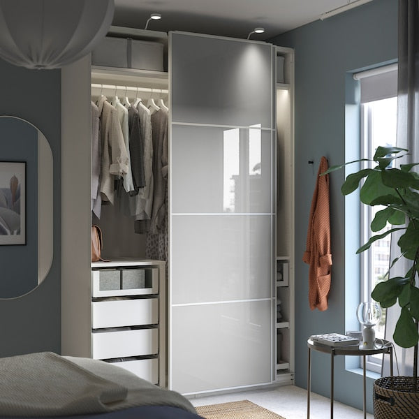 PAX / HOKKSUND - Wardrobe, white/light grey,150x66x236 cm