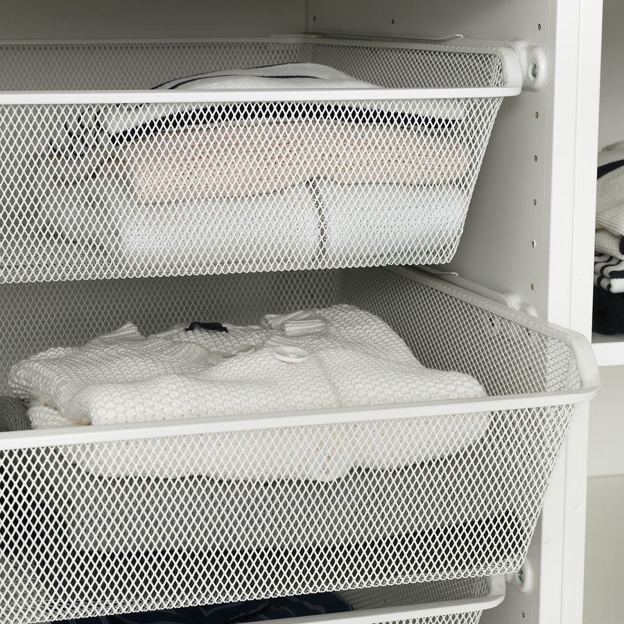PAX / KAMMARTORP/FLISBERGET wardrobe combination, white mirror glass/grey light beige, 100x60x201 cm