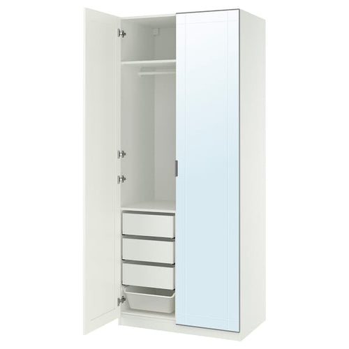 PAX / KAMMARTORP/GULLABERG - Wardrobe combination, white/mirrored glass,100x60x236 cm