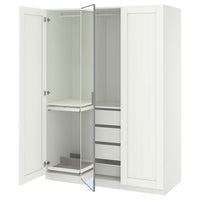 PAX / KAMMARTORP/GULLABERG wardrobe combination, white mirror glass/grey white, 150x60x201 cm
