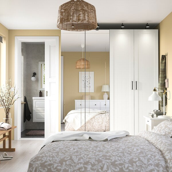 PAX / KAMMARTORP/GULLABERG wardrobe combination, white mirror glass/grey white, 200x60x236 cm