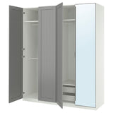 PAX / KAMMARTORP/GULLABERG wardrobe combination, white/mirror glass grey, 200x60x236 cm