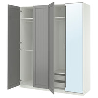 PAX / KAMMARTORP/GULLABERG wardrobe combination, white/mirror glass grey, 200x60x236 cm
