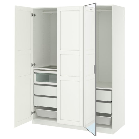 PAX / KAMMARTORP/TYSSEDAL - Wardrobe combination, white/mirrored glass,150x60x201 cm