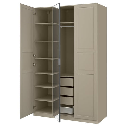 PAX / KAMMARTORP/TYSSEDAL - PAX / KAMMARTORP/TYSSEDAL Wardrobe combination, grey-beige/grey-beige mirror glass, 150x60x236 cm