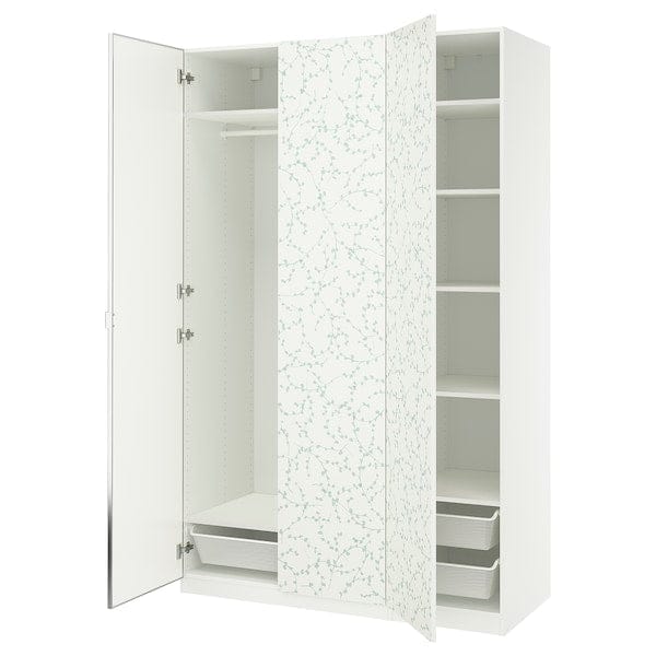 Ikea PAX / LINNABERG/ÅHEIM - Wardrobe combination, fancy white/mirrored glass,150x58x236 cm