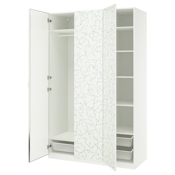 PAX / LINNABERG/ÅHEIM - Wardrobe combination, fancy white/mirrored glass,150x58x236 cm