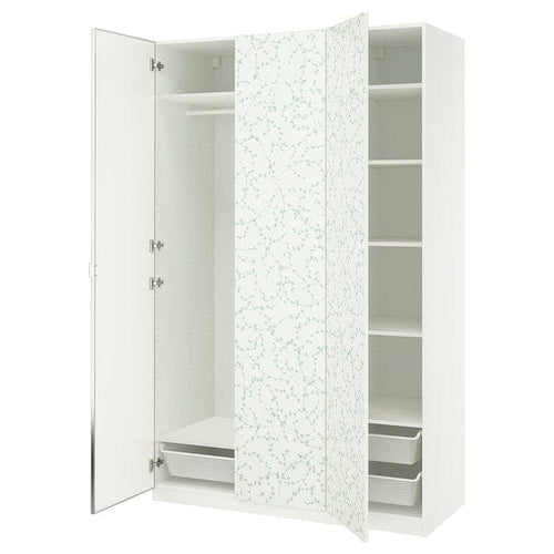 PAX / LINNABERG/ÅHEIM - Wardrobe combination, fancy white/mirrored glass,150x58x236 cm