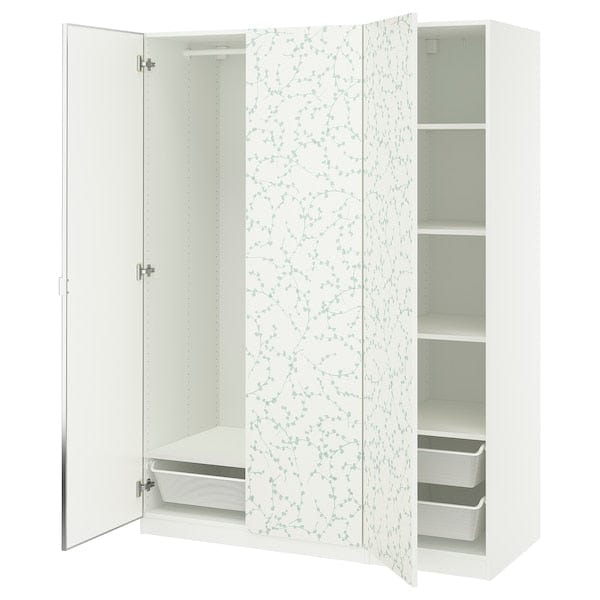 Ikea PAX / LINNABERG/ÅHEIM - Wardrobe combination, fancy white/mirrored glass,150x58x201 cm