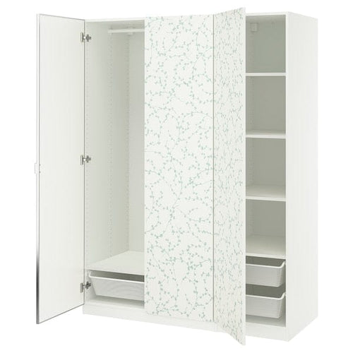PAX / LINNABERG/ÅHEIM - Wardrobe combination, fancy white/mirrored glass,150x58x201 cm