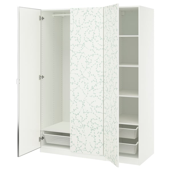 PAX / LINNABERG/ÅHEIM - Wardrobe combination, fancy white/mirrored glass,150x58x201 cm
